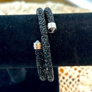 Authentic Swarovski Swan Jet Black Stardust Double Coiled Bracelet